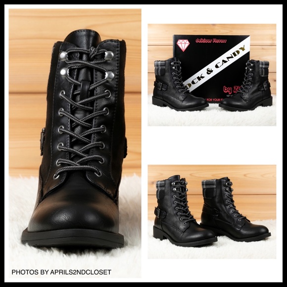 BLACK ANKLE BOOTIES LACE UP BOOTS A3C - Picture 4 of 8